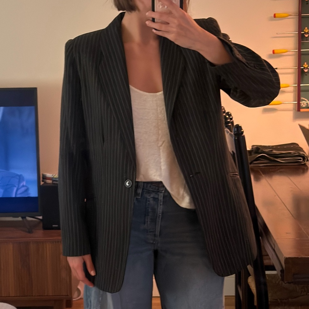 Oversized Black Pinstripe Blazer